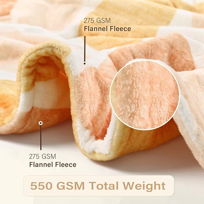 Lahome Terracotta Throw Blanket Soft Cozy Fluffy Warm Throw Blanket for Couch Reversible Geometric Fuzzy Blankets for Bed Sofa Chair, Orange 50''x60''