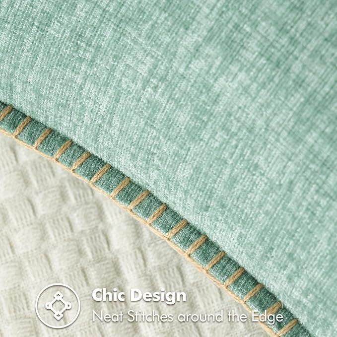 MIULEE Pack of 2 Couch Throw Pillow Covers 20x20 Inch Greyish Green Farmhouse Decorative Pillow Covers with Stitched Edge Soft Chenille Solid Dyed Spring Pillow Covers for Sofa Bed Living Room