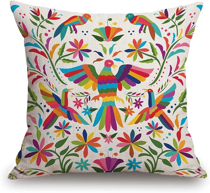 TSSOHU Throw Pillow Cover Colorful Mexican Style Pillow Case Decorative 18 x 18 Inches Outdoor Cushion Couch Sofa Pillowcases
