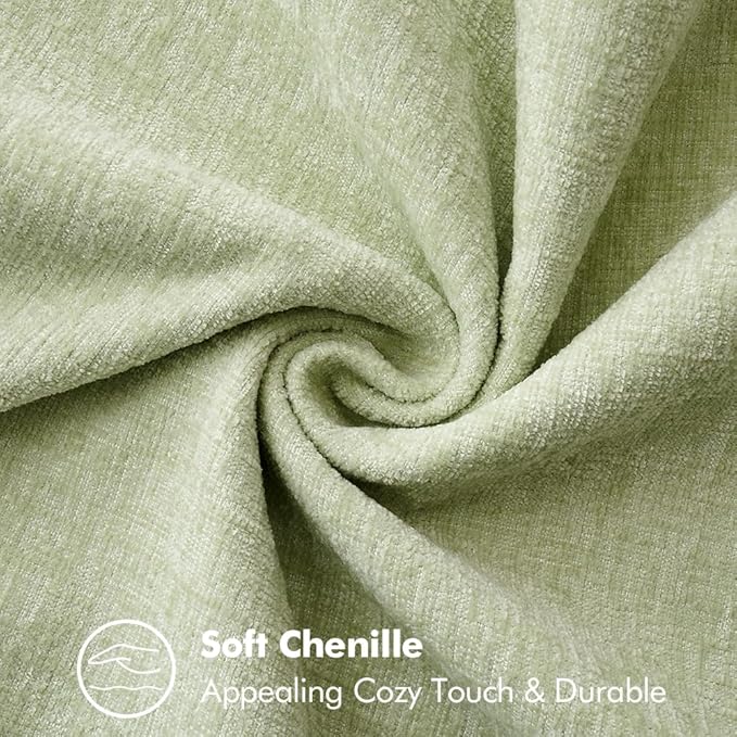 MIULEE Pack of 2 Couch Throw Pillow Covers 12x20 Inch Light Green Farmhouse Decorative Pillow Covers with Stitched Edge Soft Chenille Solid Dyed Spring Pillow Covers for Sofa Bed Living Room