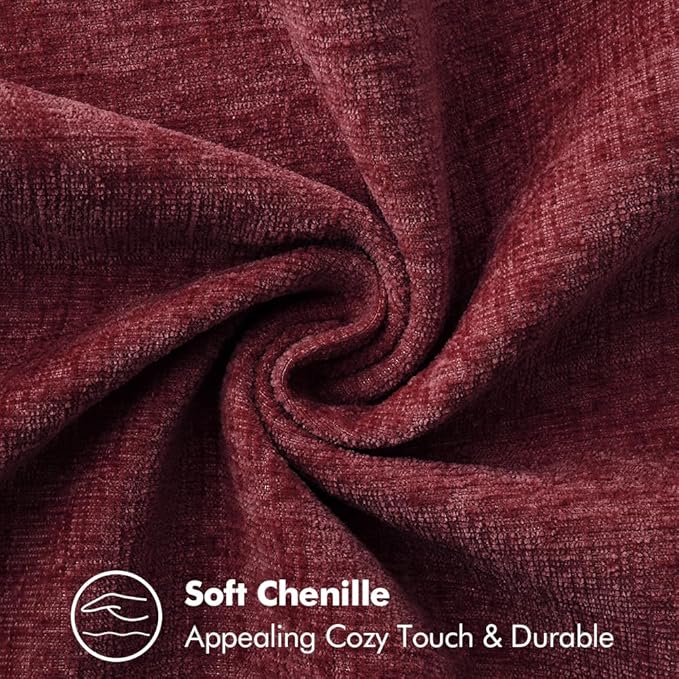 MIULEE Pack of 2 Christmas Pillow Covers 18x18 Inch Burgundy Red Farmhouse Decorative Throw Pillow Covers with Stitched Edge Soft Chenille Solid Dyed Couch Pillow Covers for Sofa Bed Living Room