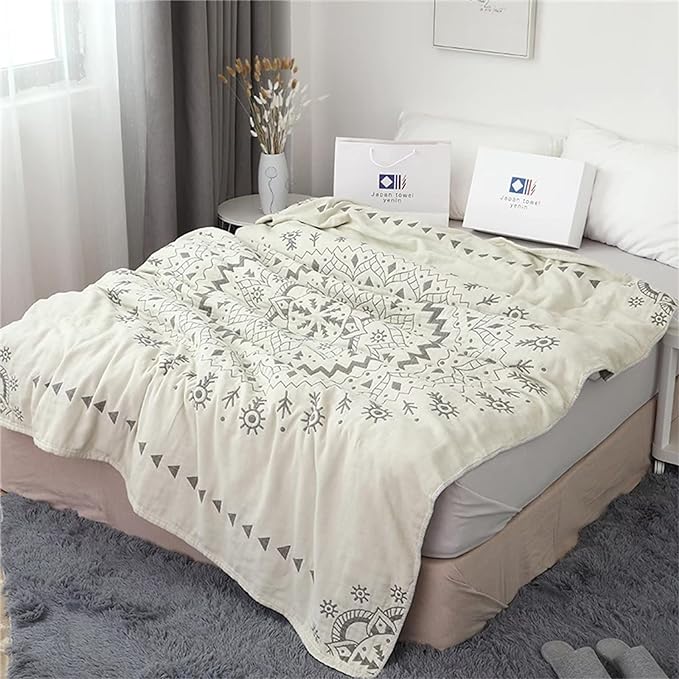 MSGKV Woven Boho Throw Blanket for Couch 100% Cotton Blankets,Versatile KnitWoven Blanket, Super Soft Warm & Decorative Blanket for Chair Bed Sofa and Living Room, 60''Wx 80''L