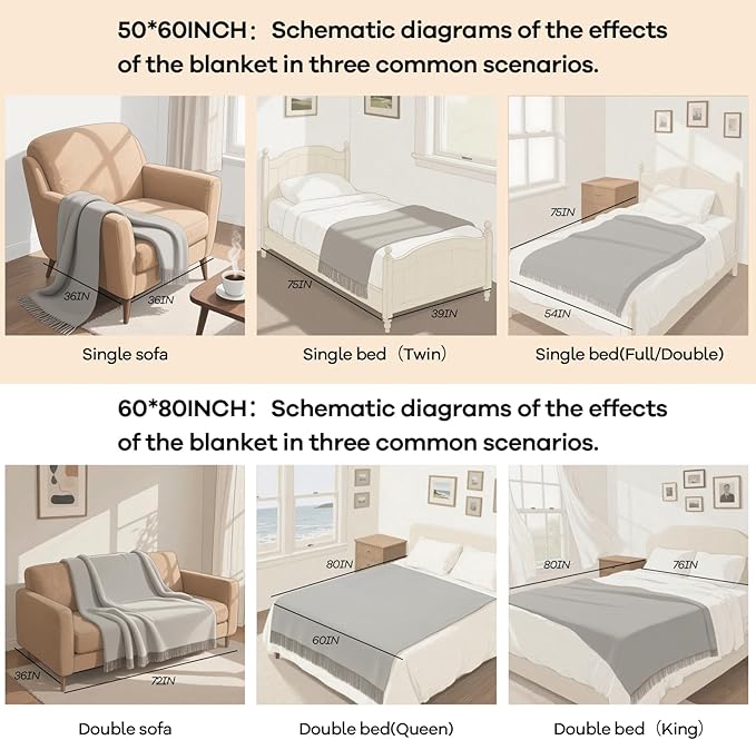 inhand Sage Green Throw Blanket for Couch, Soft Living Room Home Decor Knitted Twin Size Blanket, Outdoor Lightweight Breathable Summer Blanket, Farmhouse Warm Woven Decorative, 60"x80"