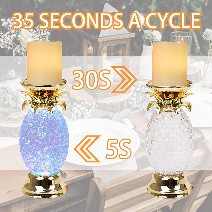 YAKii 9.5" Pineapple LED Color Changing Shine Lava Lamp,Swirling Water Waves Lamp Kid Safe Battery/USB Cable Operated,Table Lamp Candle Holder Table Decoration Gold