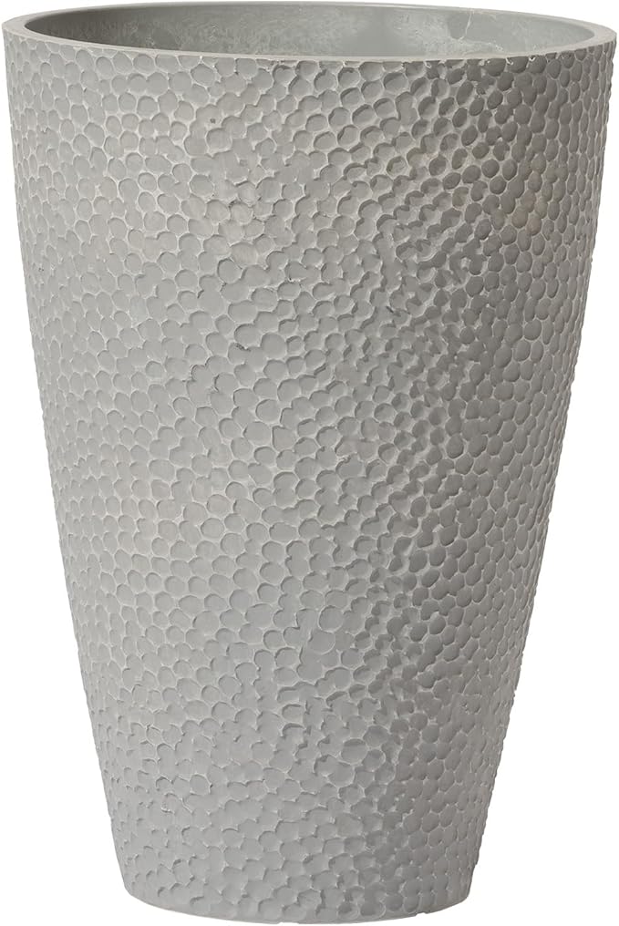 LA JOLIE MUSE 20 inch Tall Planters, Tall Round Planters for Indoor/Outdoor Plants, Grey Flower Pots for Front Door,Patio and Deck,Honeycomb