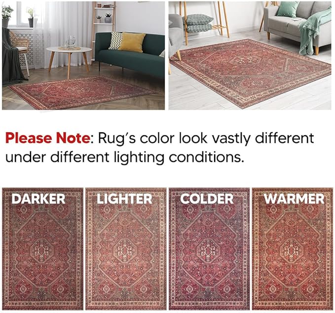 Keen Home Design 2x10 Rug - Machine Washable Runner Rug with Non-Slip Backing, Ideal for Hallway, Entryway, Kitchen, Laundry Room - Vintage, Easy Clean, Durable, Low Pile - (2'6" x 10')