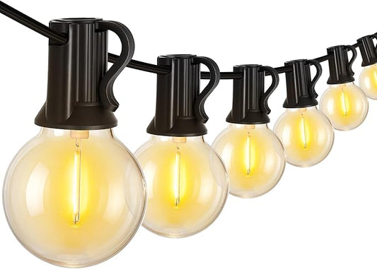 Cccinny Outdoor String Lights 25 FT G40 Globe String Lights with 13 Edison Plastic Bulbs(1 Spare), Waterproof Shatterproof Connectable Hanging Lights for Backyard Porch Balcony Party Xmas Decor