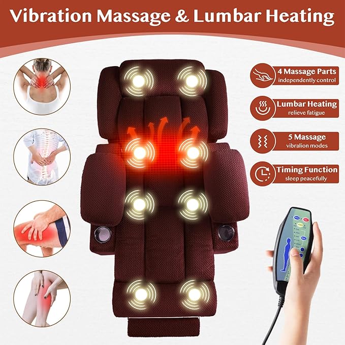 Three Motor Large-Wide Power Lift Chairs Recliners for Big and Tall Elderly, 180° Lay Flat Lift Chair, Infinite Position, Power Headrest, Heat & Vibration Massage (Plush Flannel, Red)