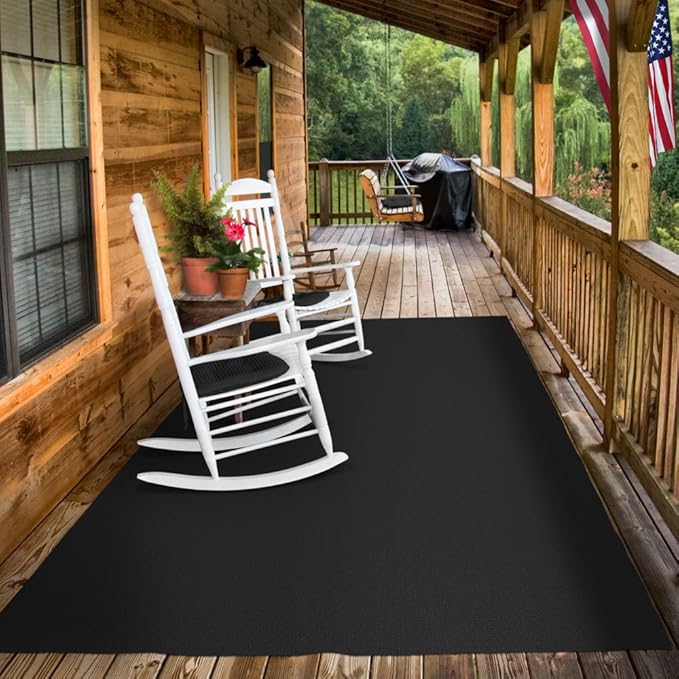 House, Home and More Indoor Outdoor Carpet with Rubber Marine Backing - Black - 6 Feet x 10 Feet - Durable, UV-Resistant - Adds Color and Comfort to Your Deck, Patio or Other Outdoor Rug Space.