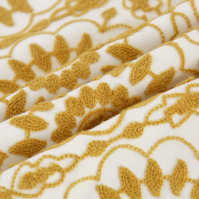 HWY 50 Yellow Decorative Throw Pillow Covers 18x18 Inch (1 Piece), Embroidered Cotton Farmhouse Cushion Cover Pillow Case for Sofa Couch Living Room Bed, Little Sunflower