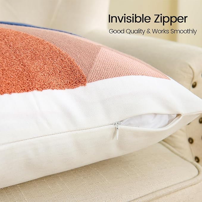 HOdo Home 2PCS 18x18 Inch Pillow Covers-Throw Pillow Cover,Tufted Boho Jacquard Pillow Covers,Farmhouse Decorative Pillow Cover,Pillow Cases for Couch,Sofa,Bed,Chair,Living Room,Home Decor