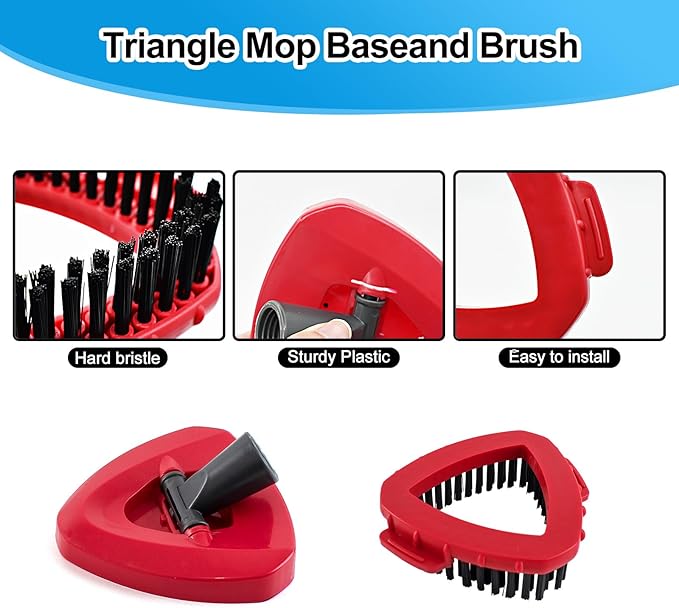 Spin Mop Head,Mop Handle,Base,Brush Compatible with Ocedar RinseClean 2 Tank Spin Mop System,2 Microfiber Spin Mops Replacement Head,4 Section Iron Mop Handle 30-58",Base and Scrub Brush Combo Set