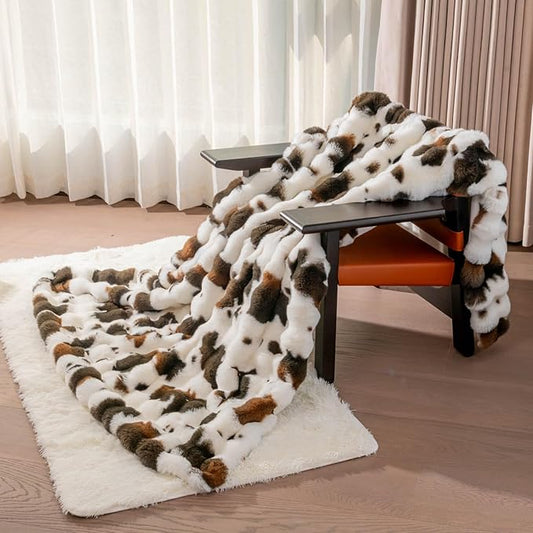 Cow Print Faux Fur Throw Blanket for Couch, Soft & Plush Fuzzy Blanket for Sofa, Bedroom, Living Room, Super Soft Warm for Adults Kids Girl Gifts Bedroom Couch Sofa Travel,50x60 Inches Black Brown