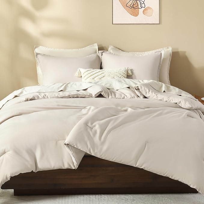 Litanika Comforters Tannish Grey Twin Size, 2 Pieces Lightweight Solid Bedding Set & Collections, All Season Fluffy Bed Set (66x90In Comforter & 1 Pillowcase)