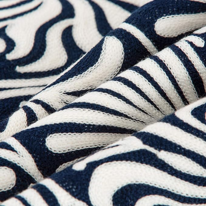 HWY 50 Navy Blue Decorative Lumbar Pillow Cover Rectangle 12x20 Inch (1 Piece), Embroidered Cotton Farmhouse Cushion Cover Pillow Case for Sofa Couch Living Room Bed, Minimalist Floral