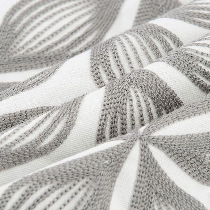 HWY 50 Grey Gray Decorative Throw Pillow Covers 18x18 Inch (1 Piece), Embroidered Cotton Farmhouse Cushion Cover Pillow Case for Sofa Couch Living Room Bed, Fashion Geometric