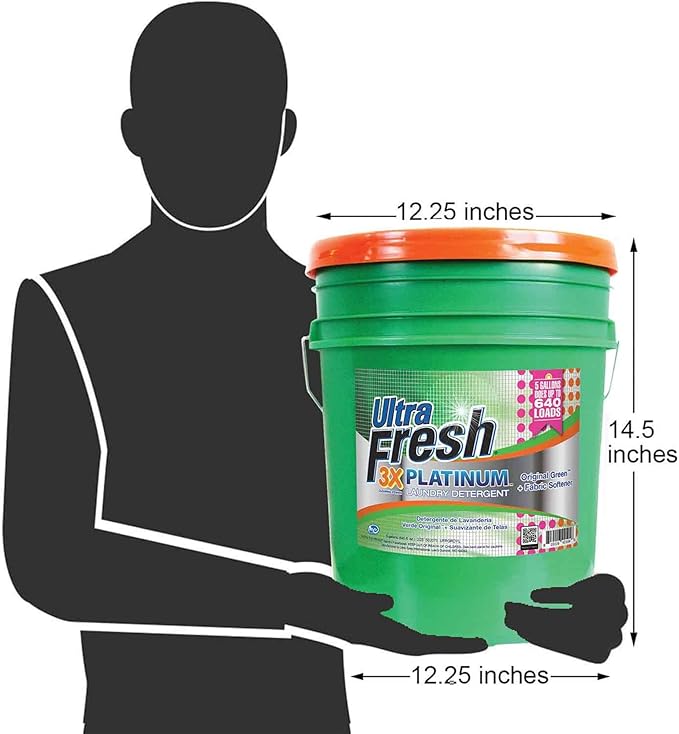 Ultra Fresh 3X Platinum Liquid Laundry Detergent with Fabric Softener, Green - Deep Cleaning Power and Fresh Scent for Washing Clothes