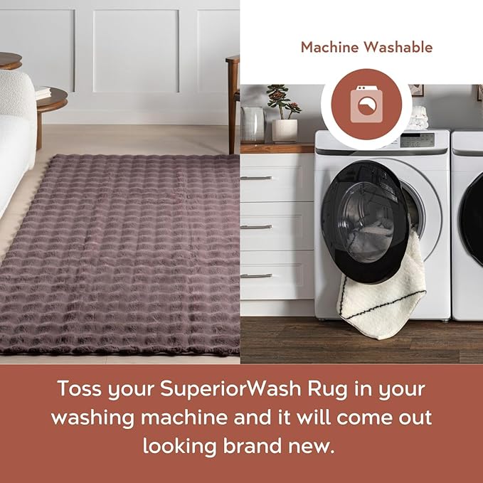 nuLOOM Jeni Checkered 3'9" x 6' Machine Washable Area Rug for Living Room Bedroom Dining Room Kitchen, Dark Brown