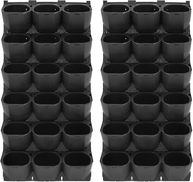 Self Watering Wall Planter | 36 Pots Vertical Garden Planter for Indoor Plants | wall-Mounted Stackable Wall planter | Hanging Plant Flower Pot Holder | 10.56 Fl Oz Each Individual Pot | Black