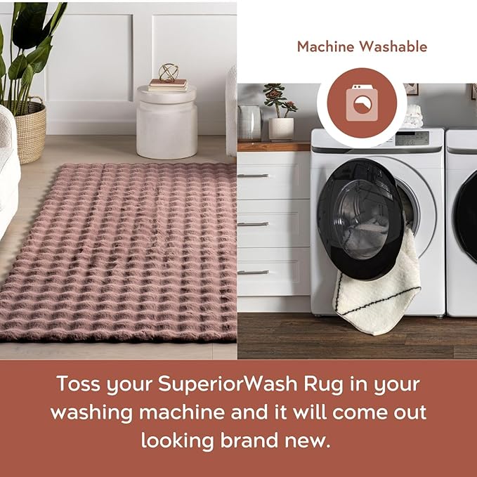 nuLOOM Jeni Checkered 5x8 Machine Washable Area Rug for Living Room Bedroom Dining Room Kitchen, Burgundy