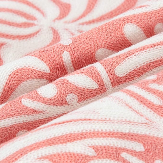 HWY 50 Pink Decorative Lumbar Pillow Cover Rectangle 12x20 Inch (1 Piece), Embroidered Cotton Farmhouse Cushion Cover Pillow Case for Sofa Couch Living Room Bed, Minimalist Floral