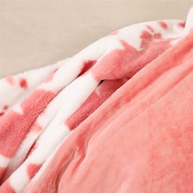 RYNGHIPY Cow Print Throw Blanket Soft Animal Cow Bed Throws Cute Farm Flannel Fleece Throw Blankets Thick Warm Plush Blankets for Sofa Couch Cow Decor Throws (Pink, 51''x63'')