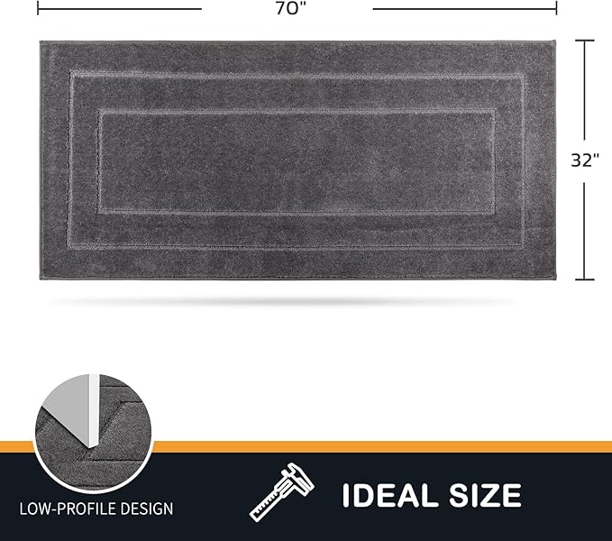 PURRUGS Dirt Trapping Door Mat 32" x 70", Non-Slip/Skid Machine Washable Entryway Rug, Dog Doormat, Super Absorbent Welcome Mat for Muddy Wet Shoes and Paws, Grey