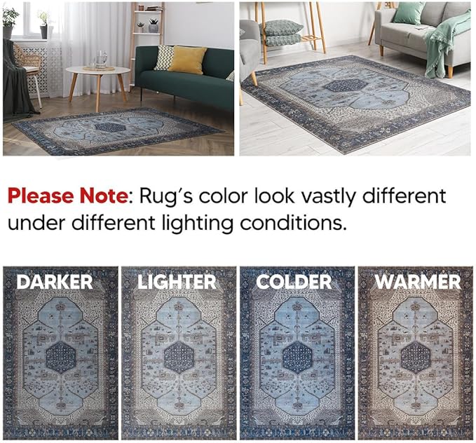 Keen Home Design 2x7 Rug - Machine Washable Runner Rug with Non-Slip Backing, Ideal for Hallway, Entryway, Kitchen, Laundry Room - Vintage, Easy Clean, Durable, Low Pile Rug - (2'6" x 7')