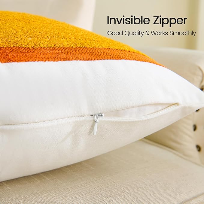 HOdo Home 2PCS 18x18 Pillow Covers-Throw Pillow Cover,Tufted Boho Jacquard Pillow Covers,Farmhouse Decorative Pillow Cover,Pillow Cases for Couch,Sofa,Bed,Chair,Living Room,Home Decor