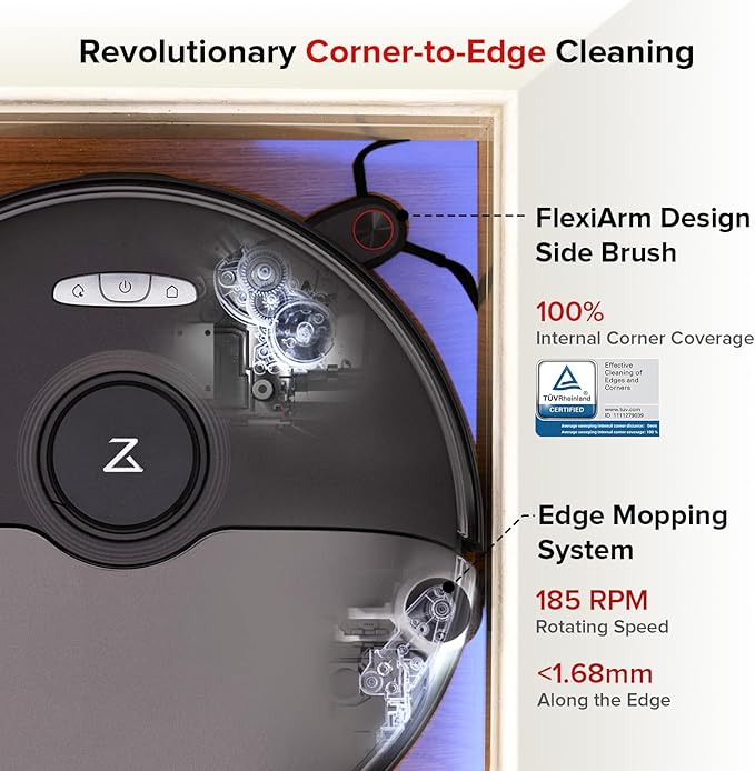 roborock S8 Max Ultra Robot Vacuum and Mop, All-in-One Dock, PreciSense LiDAR Navigation, Smart Dirt Detection, Self-Emptying, 8000Pa Suction for Various Floors, 20mm Auto Lifting for Carpet, Black