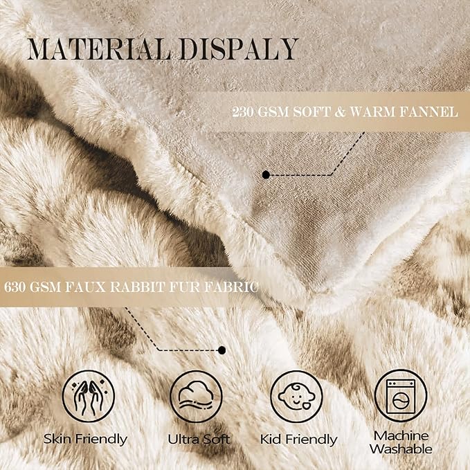 Latepis Soft Luxury Faux Fur Bubble Blanket, Thick Warm Cozy Twin Blankets for Couch, Plush Fluffy Blankets for Sofa and Bedroom, Fuzzy Blanket for Women Gift, 60” x 80”, Tie-dye Camel, 860GSM