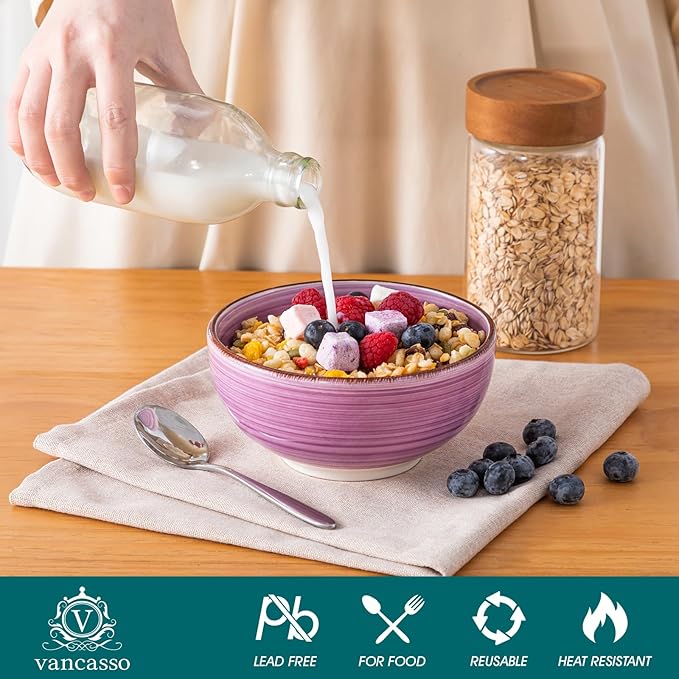 vancasso Bonita Dinnerware Set Muticolor Stoneware 18 Pieces Service for 6, Handpainted Spirals Pattern Stoneware Plates and Bowls Set