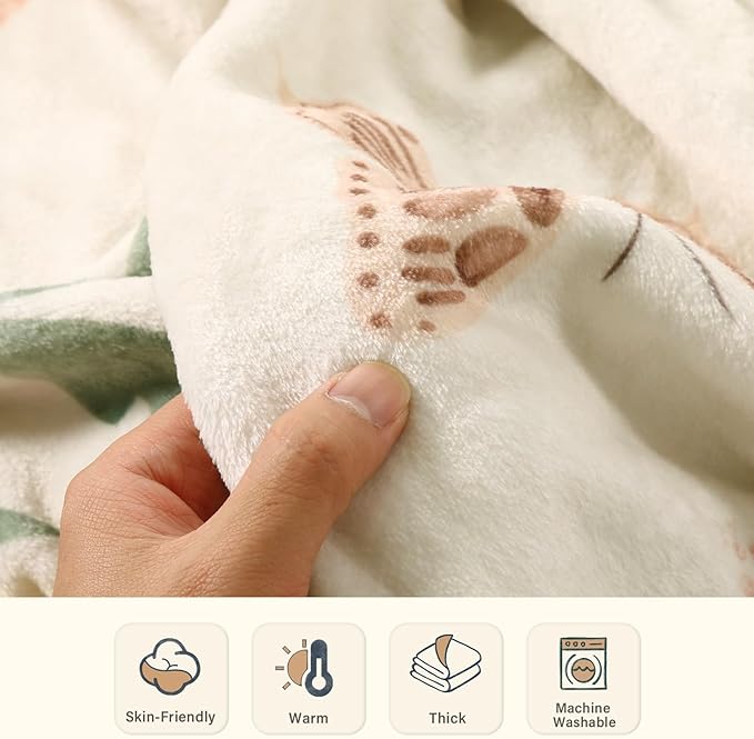 Lahome Floral Beige Soft Throw Blanket for Bed，Spring Botanical Aesthetic Blankets for Women Cute, Thick Warm Cozy Throws for Girls Sofa Chair Home Decor, Beige 50''x60''