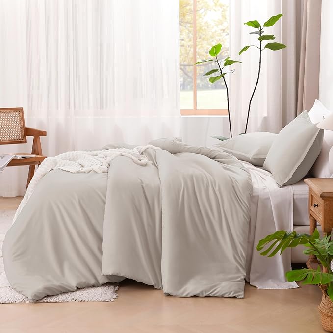 Litanika Linen Super King Plus Comforter Set, 3 Pieces Linen Lightweight Solid Super King Plus Bedding Comforter Set, All Season Fluffy Bed Set (1 Comforter & 2 Pillowcases)