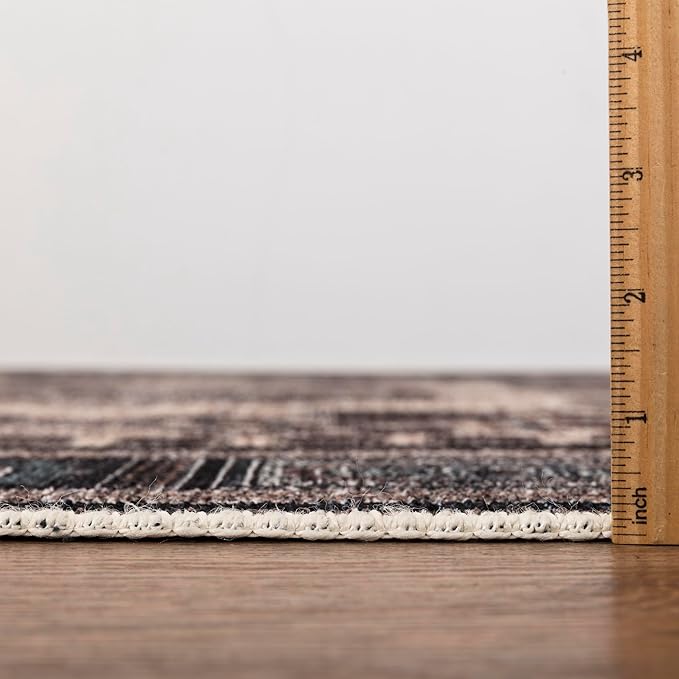 Keen Home Design 2x12 Rug - Machine Washable Runner Rug with Non-Slip Backing, Ideal for Hallway, Entryway, Kitchen, Laundry Room - Vintage, Easy Clean, Durable, Low Pile - (2'6" x 12')