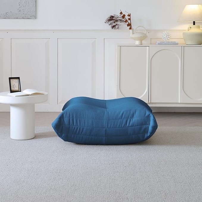 Luxury Ottomans, Modern Square Foot Rest for Sofa Couch Chair, Lazy Floor Seating, Fireside Bean Bag Chair, Tatami Sofa Lounger for Living Room, Bedroom, Office, Black