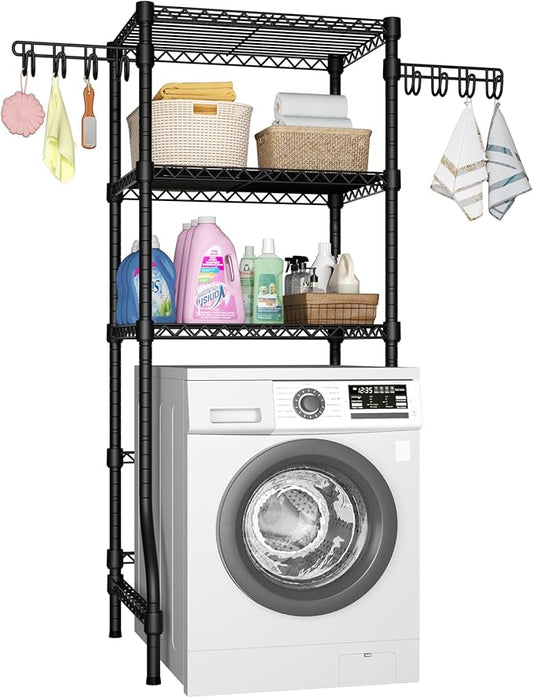 Ulif U8 Mini Laundry Room Storage Organizer, Over the Washer and Dryer Storage Shelves for Laundry Organization, 29.5”W x 17.3”D x 76.2”H, Suit Washing Machine Width within 27.1”, Hold 304 lb, Black