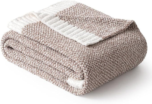 MIULEE Super Soft Throw Blanket for Couch, Taupe Cozy Fluffy Warm Blankets Lightweight Knit Throw Blankets for Sofa, Bed, Chair, Living Room, Camping, Picnic, 60 x 80 inch