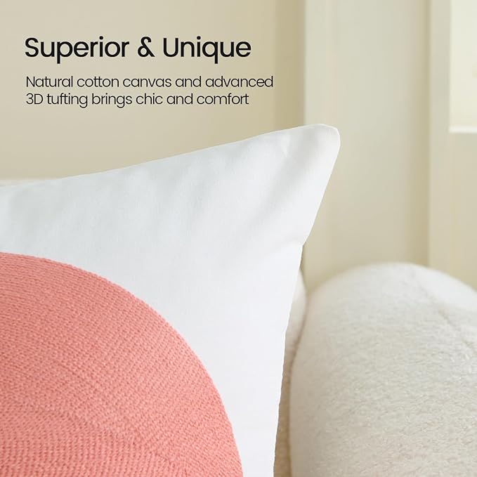 HOdo Home 2PCS 18x18 Pillow Covers-Throw Pillow Cover,Tufted Boho Jacquard Pillow Covers,Farmhouse Decorative Pillow Cover,Pillow Cases for Couch,Sofa,Bed,Chair,Living Room,Home Decor