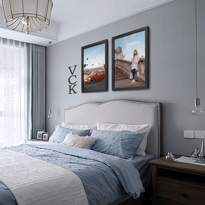 VCK 16x24 Poster Frames Set of 3, Black Solid Wood Picture Frame, Textured Exclusive Wall Gallery Frame