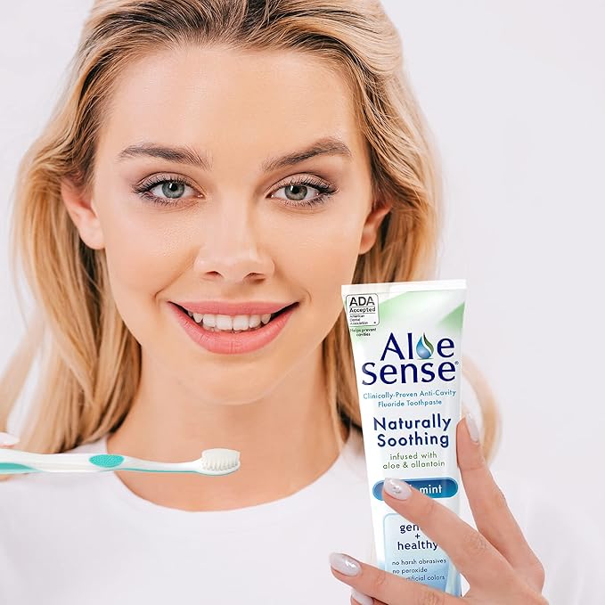 Naturally Soothing Toothpaste for Sensitive Teeth and Gum Care with Aloe Vera, Allantoin & Fresh Mint Flavor, Gentle & Natural, ADA Approved (5-oz, 3 Count)