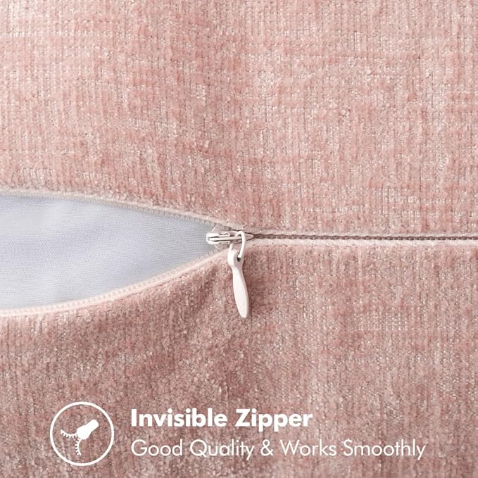 MIULEE Pack of 2 Couch Throw Pillow Covers 18x18 Inch Pink Valentine Farmhouse Decorative Pillow Covers with Stitched Edge Soft Chenille Solid Dyed Spring Pillow Covers for Sofa Bed Living Room