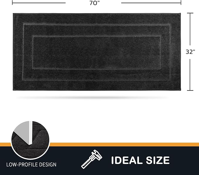 PURRUGS Dirt Trapping Door Mat 32" x 70", Non-Slip/Skid Machine Washable Entryway Rug, Dog Doormat, Super Absorbent Welcome Mat for Muddy Wet Shoes and Paws, Charcoal