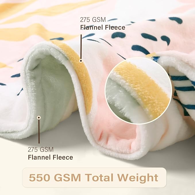 Lahome Pink Fleece Throw Blanket for Bed, Reversible Soft Throw Blankets for Women Cute, Warm Thick Throw Blankets for Couch, Apricot 50''x60''