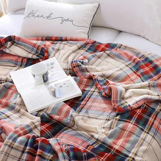 MERRYLIFE Plaid Throw Blanket for Couch | Soft Decorative Ultra-Plush Colorful| Throw Size Travel Blanket Plush|(50" 60",Tartan)