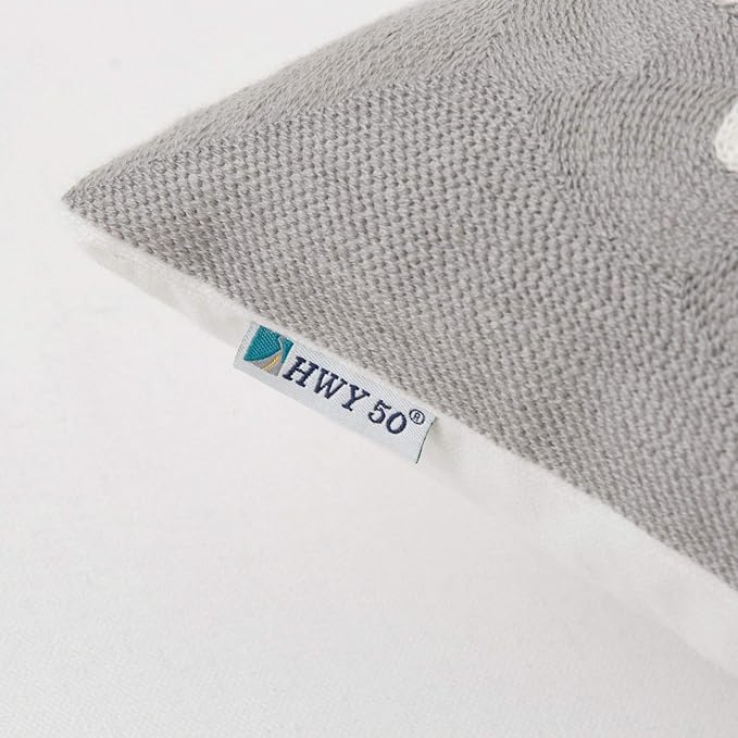 HWY 50 Grey Gray Decorative Throw Pillow Covers 18x18 Inch, Pack of 2 Embroidered Cotton Farmhouse Cushion Cover Pillow Case for Sofa Couch Living Room Bed Bedroon, Sunflower Design