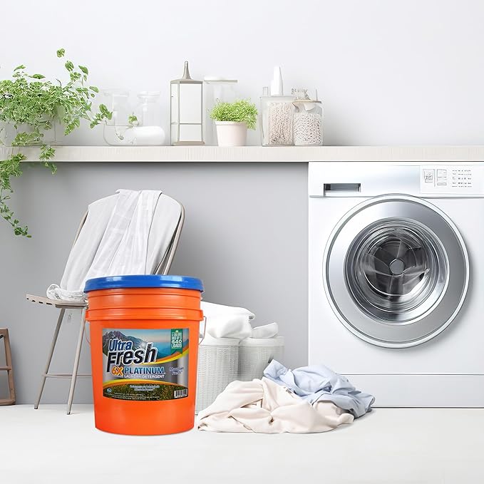 Ultra Fresh 5 Gallon Liquid Laundry Detergent Washing Soap for All Machine Types, 6X Platinum, Up to 640 Loads, Mountain Fresh