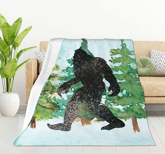 HGOD DESIGNS Sasquatch Watercolor Flannel Fleece Bed Blanket Throw Blanket Lightweight Cozy Plush Blanket for Bedroom Living Rooms Sofa Couch 40"x50"
