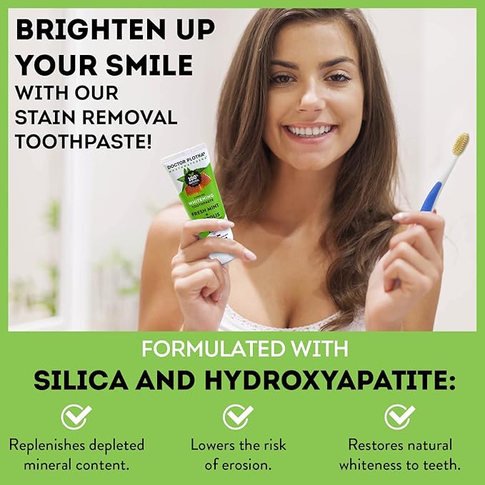 MOUTHWATCHERS Whitening Fluoride Free Naturally Sourced Toothpaste, 4 Tubes, 3 oz Each, for Sensitive Teeth and Gums, Fresh Organic Mint and Propolis, by Dr. Plotka's