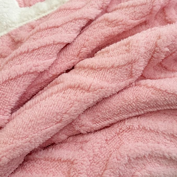 UKELER Sherpa Throw Blanket 60 × 80 inch, Ultra Soft Twin Size Fleece Blanket for All Season, Cozy Plush Arch Blankets for Bed Couch Sofa Office Camping, Pink